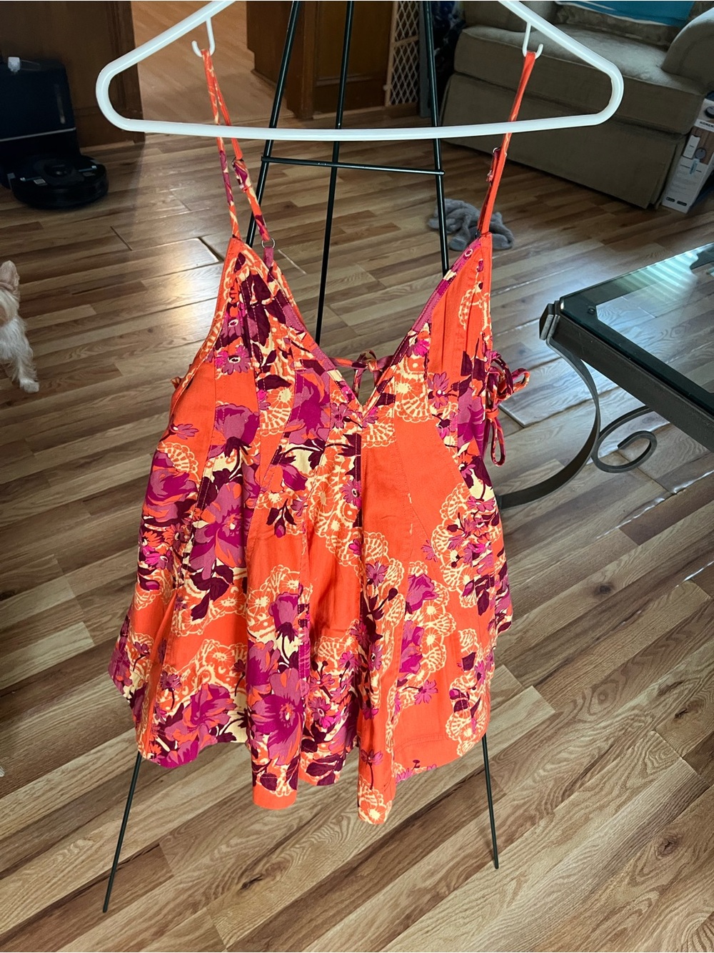 Free People Orange Floral romper